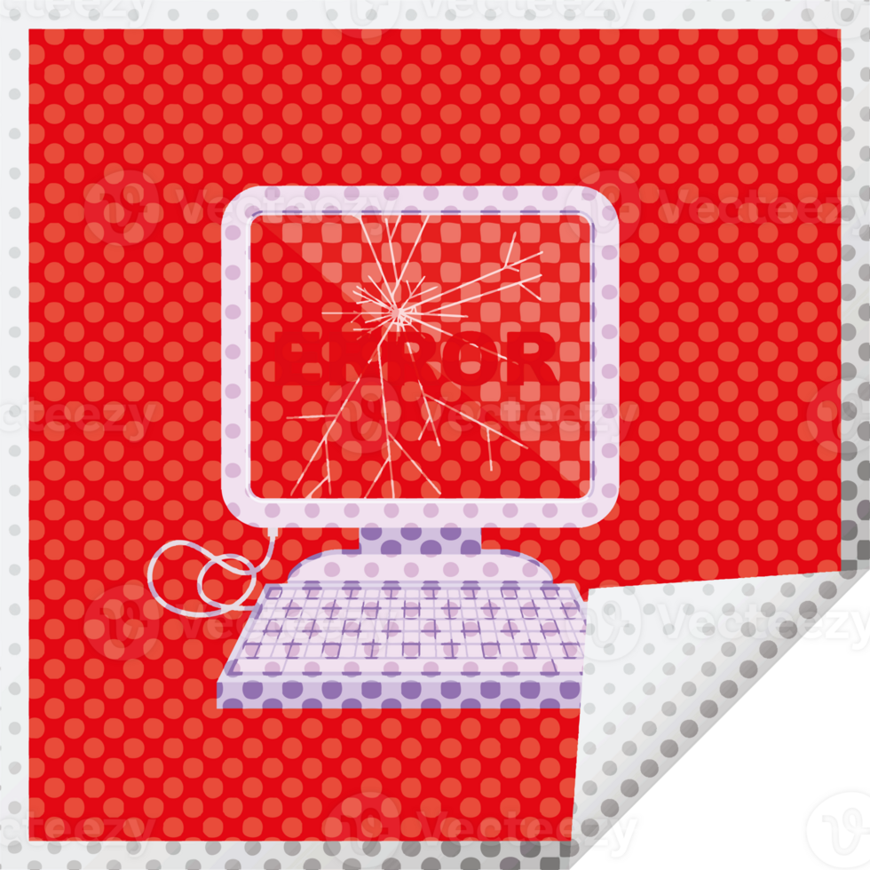 broken computer graphic   illustration square sticker png