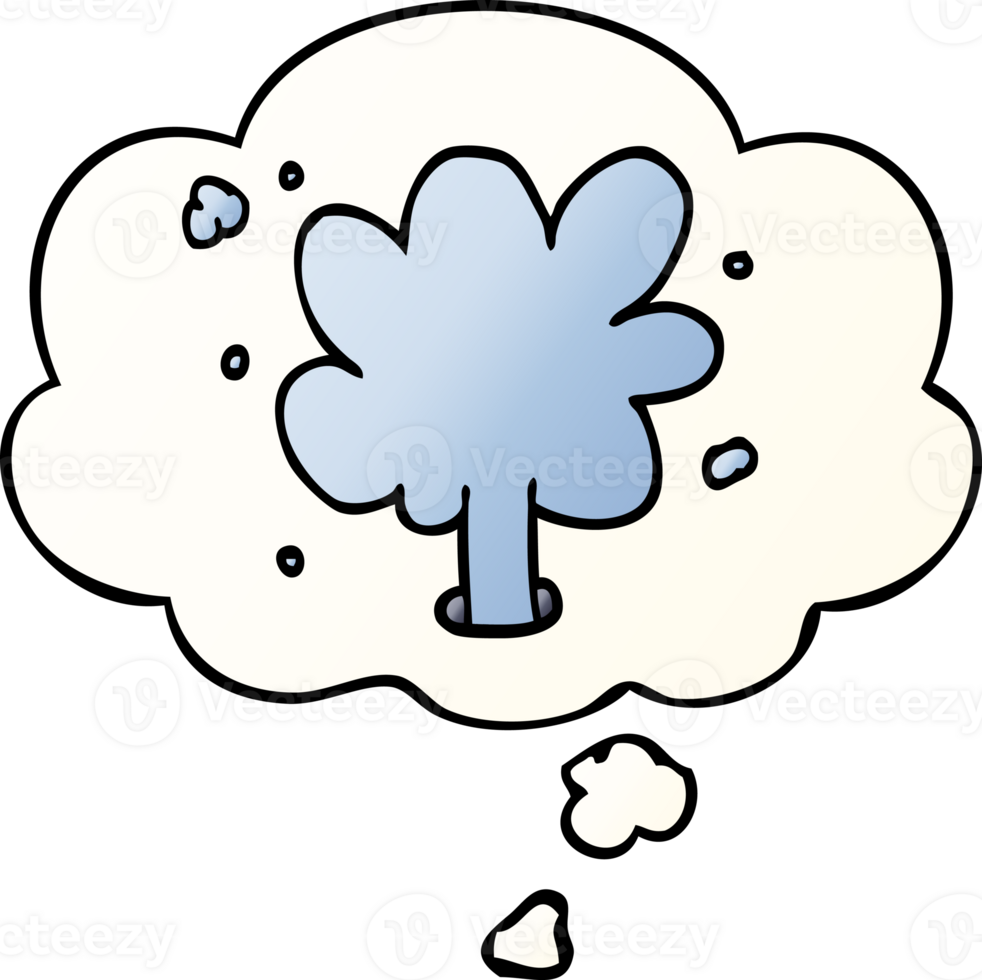cartoon spouting water with thought bubble in smooth gradient style png