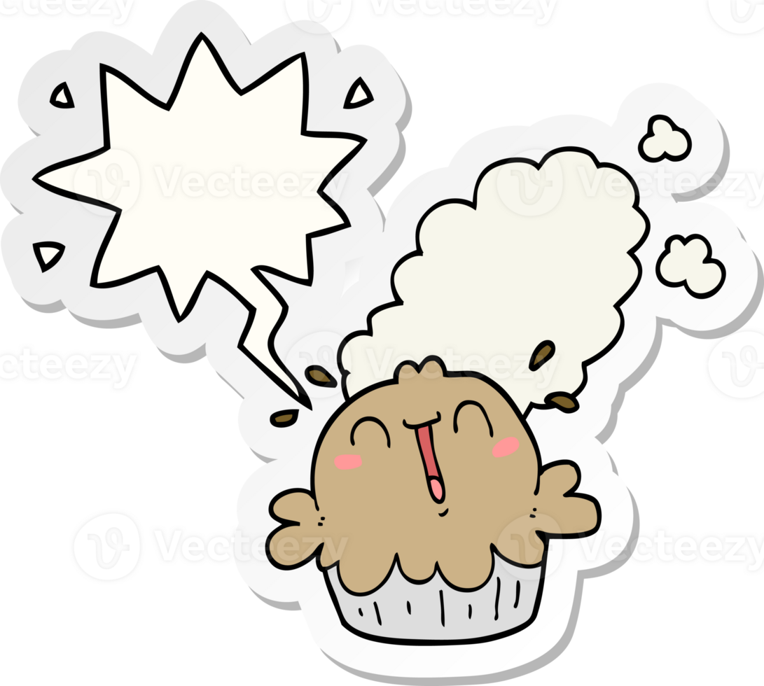 cute cartoon pie with speech bubble sticker png