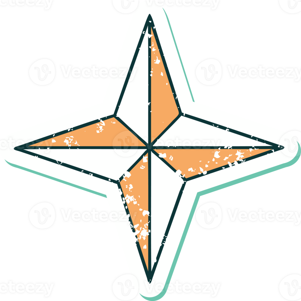 iconic distressed sticker tattoo style image of a star png