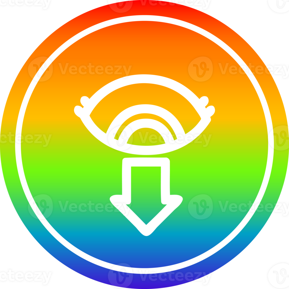 staring eye circular icon with rainbow gradient finish png
