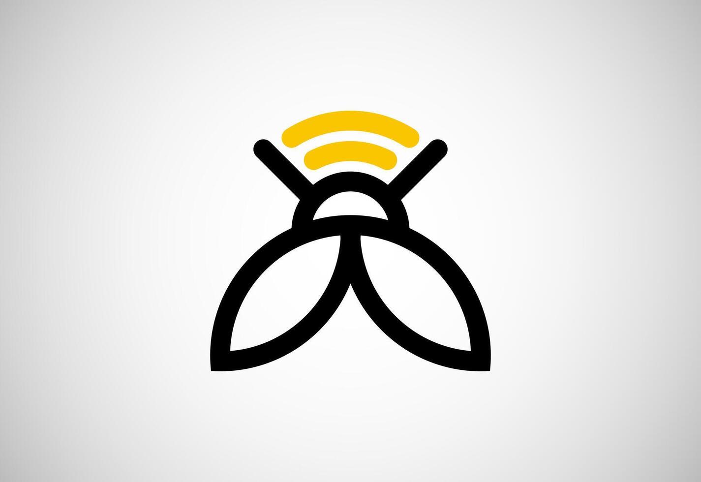 Bee signal logo design template. Wifi Bee connection logo vector