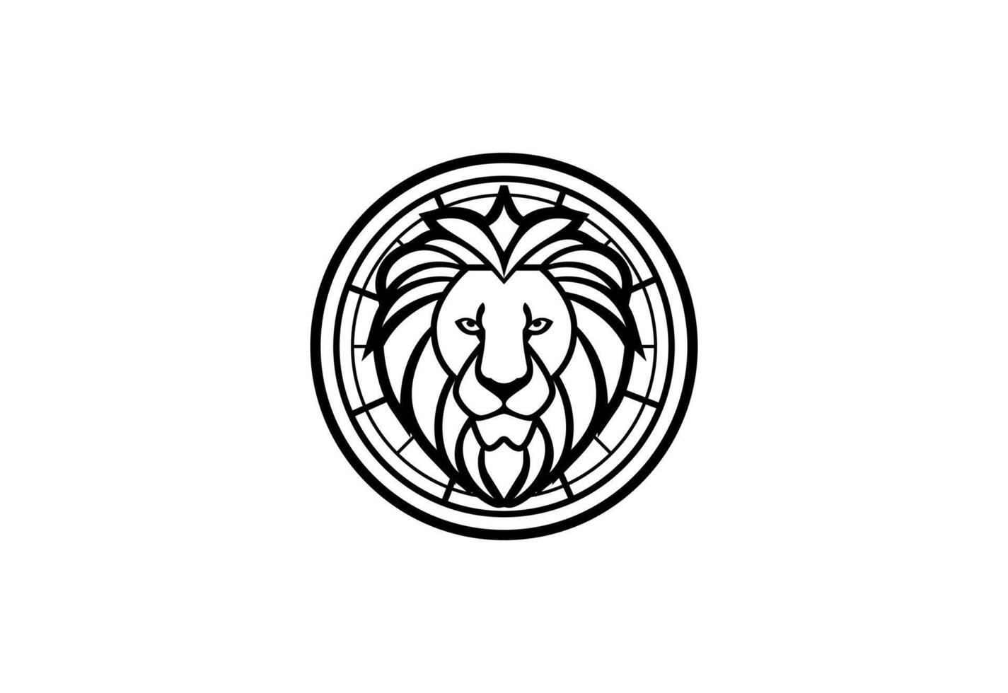 Lion head circle logo design template. vector