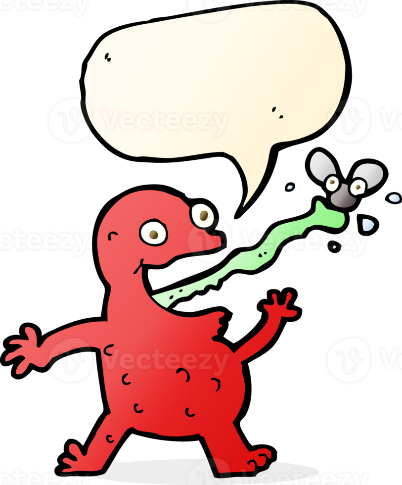 cartoon frog catching fly with speech bubble png