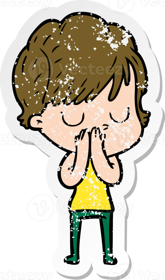 distressed sticker of a cartoon woman png