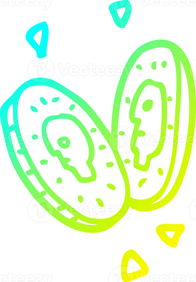 cold gradient line drawing of a cartoon money coins png