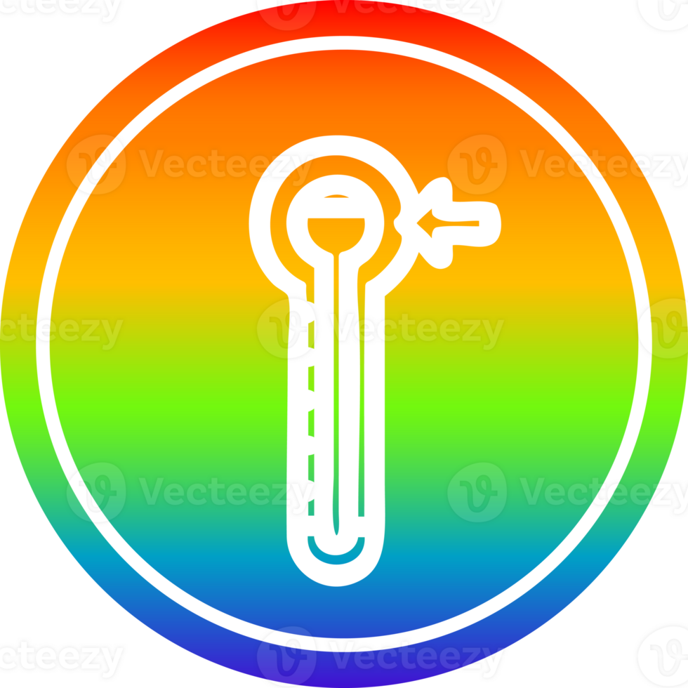 high temperature circular icon with rainbow gradient finish png