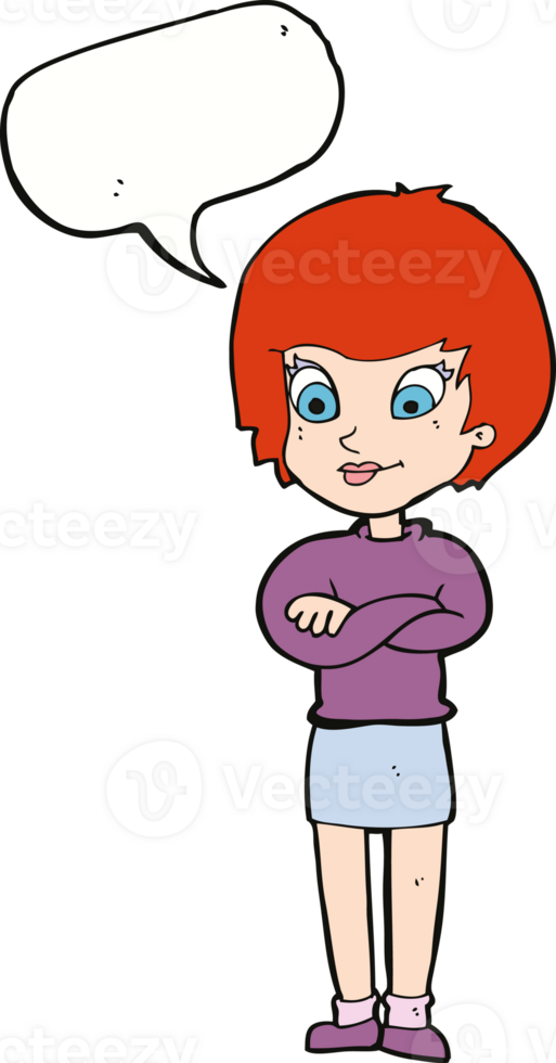 cartoon proud woman with speech bubble png