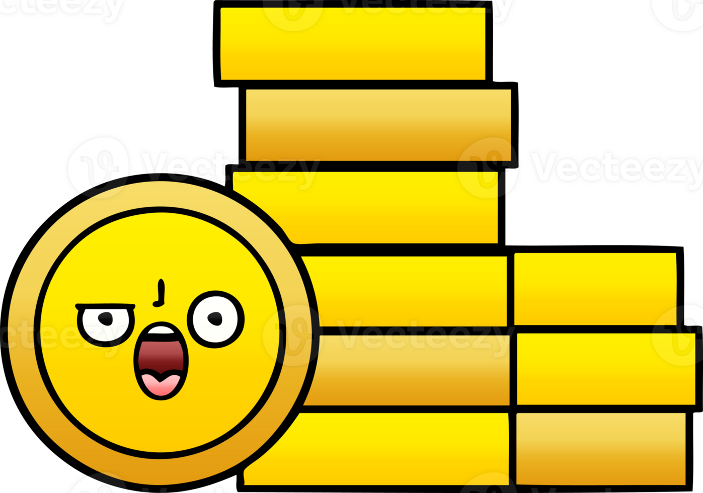 gradient shaded cartoon of a coins png