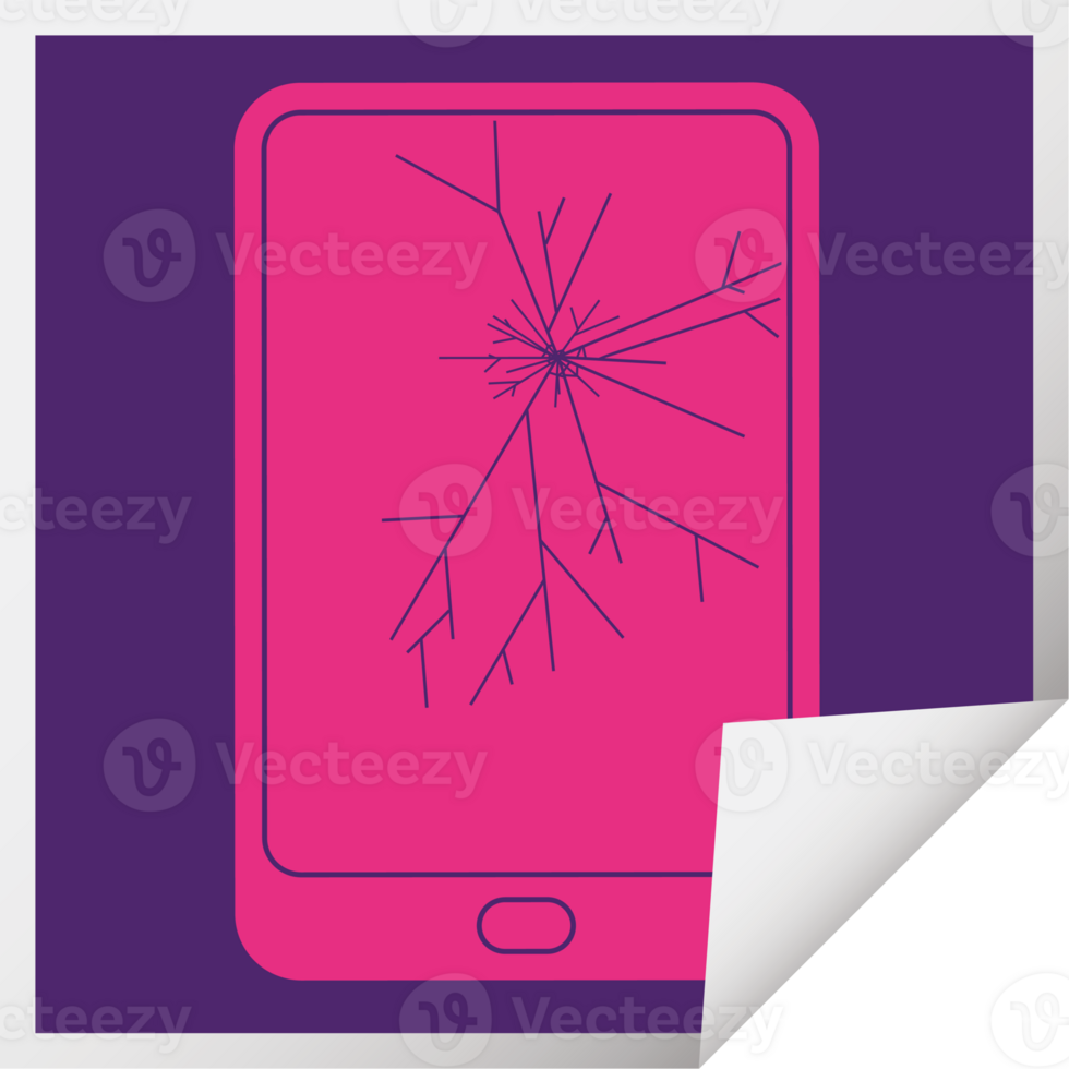 broken electronic tablet square peeling sticker png