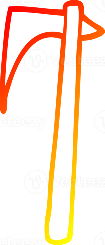 warm gradient line drawing of a cartoon viking axe png