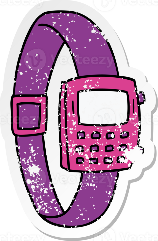 hand drawn distressed sticker cartoon doodle of a distressed sticker watch png