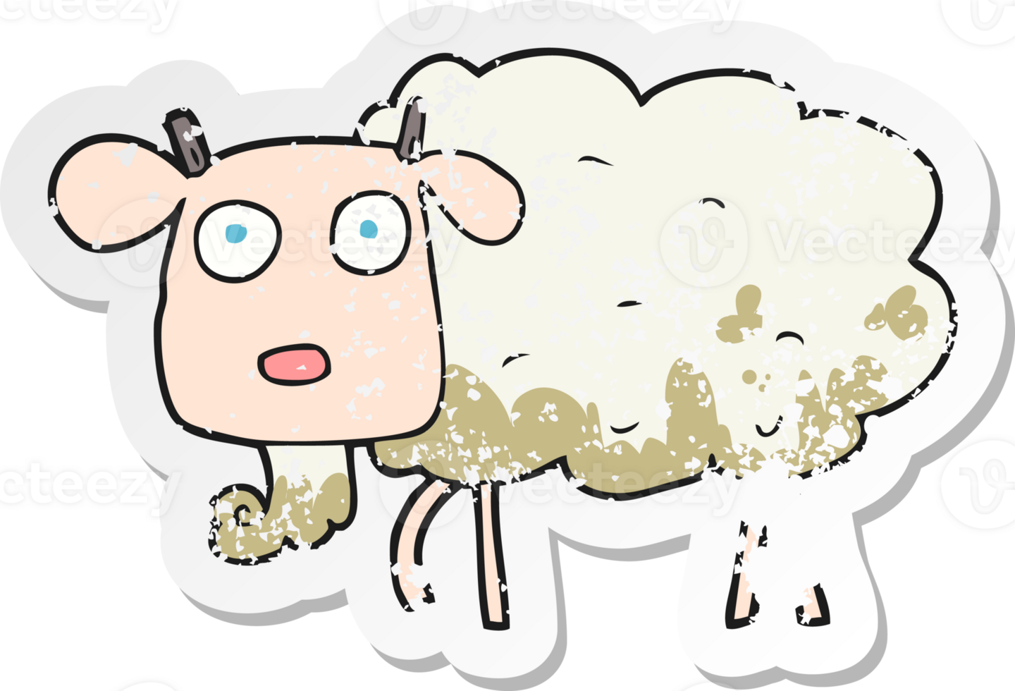 retro distressed sticker of a cartoon muddy goat png