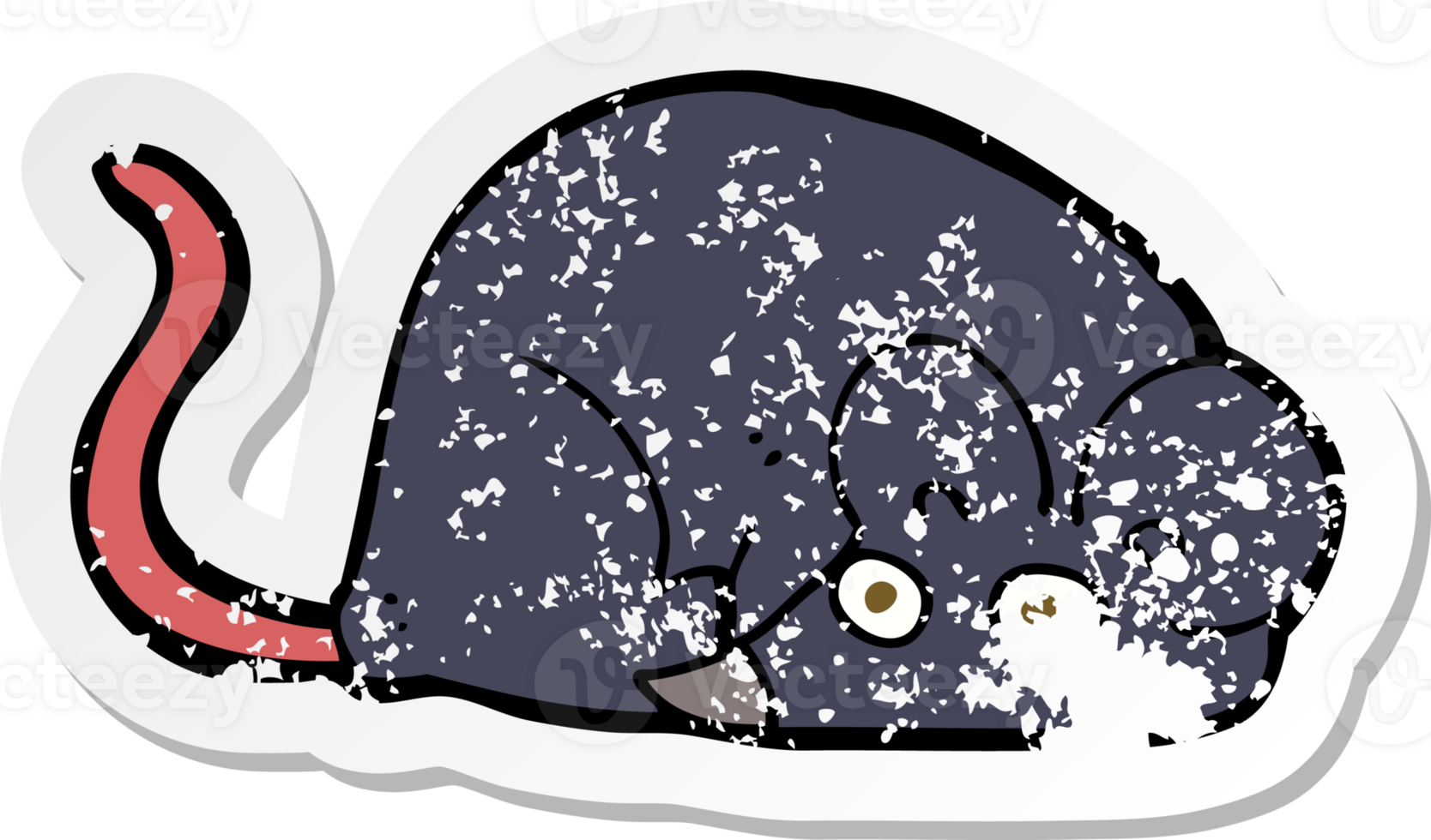 retro distressed sticker of a cartoon white mouse png