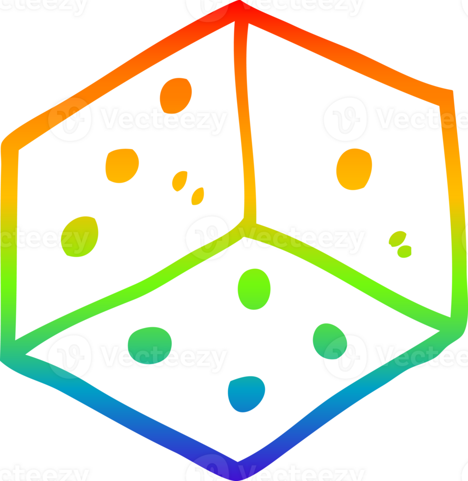 rainbow gradient line drawing of a cartoon tattoo dice symbol png