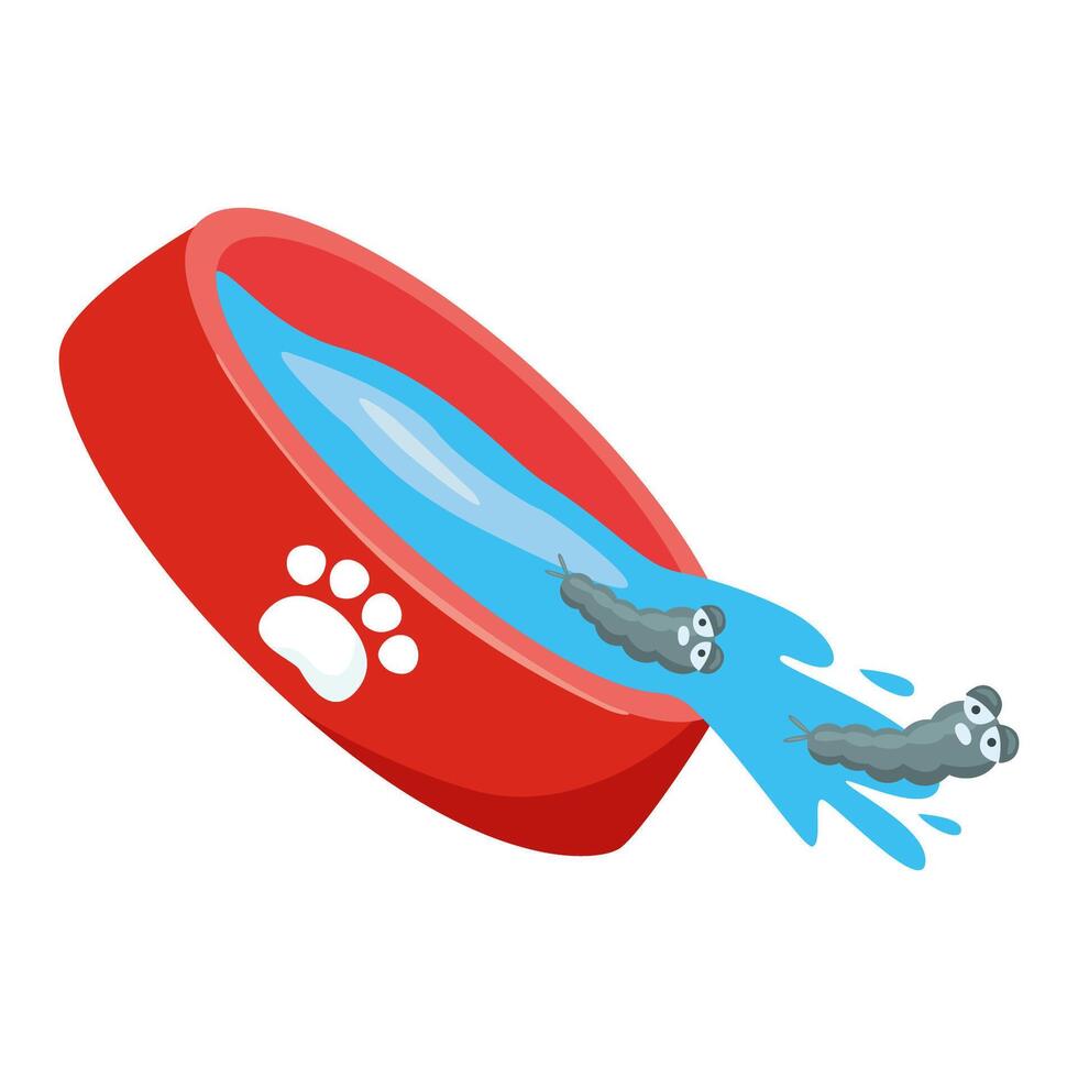 mosquito larva living in pet water food plate vector