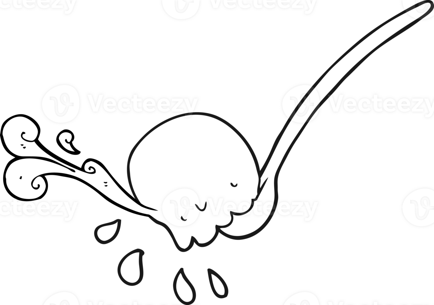 hand drawn black and white cartoon scoop of icecream png