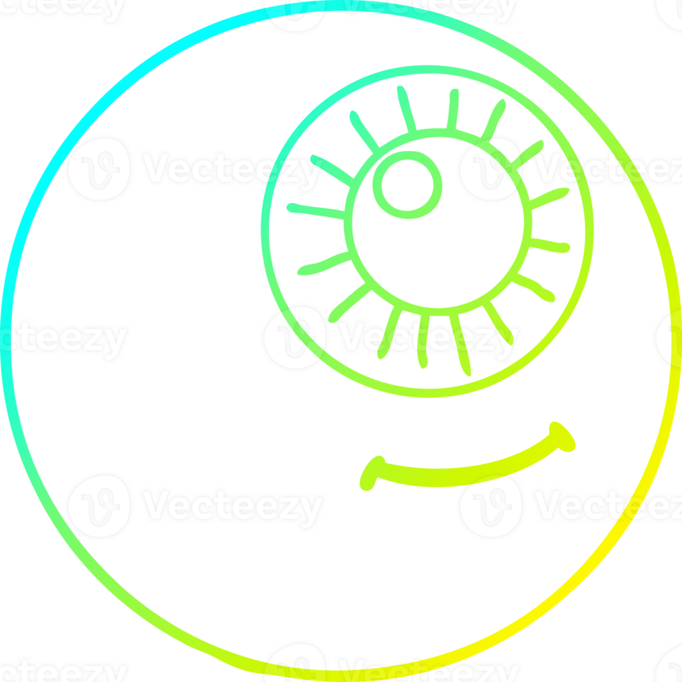 cold gradient line drawing of a cartoon eyeball png