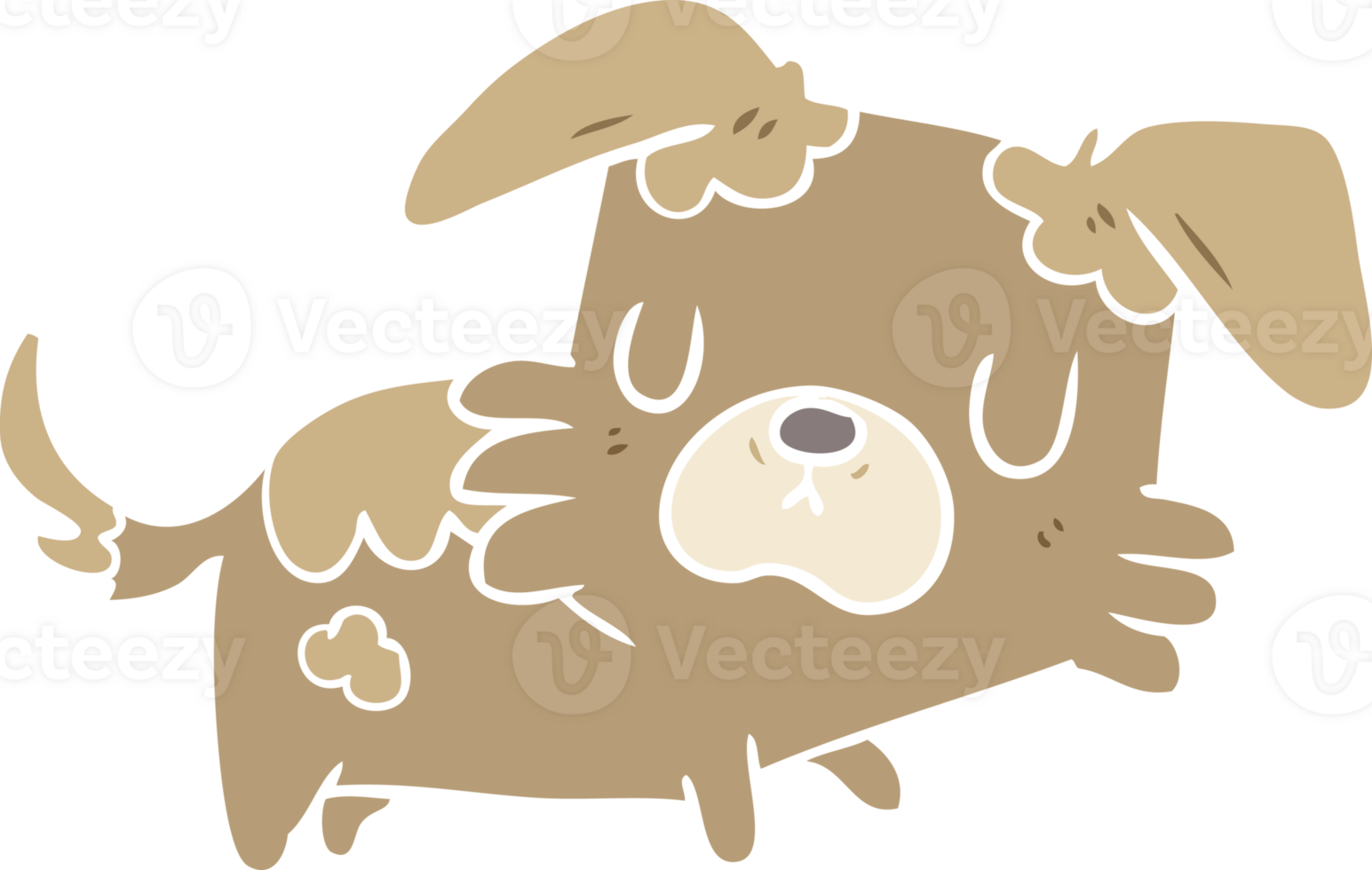 flat color style cartoon dog png