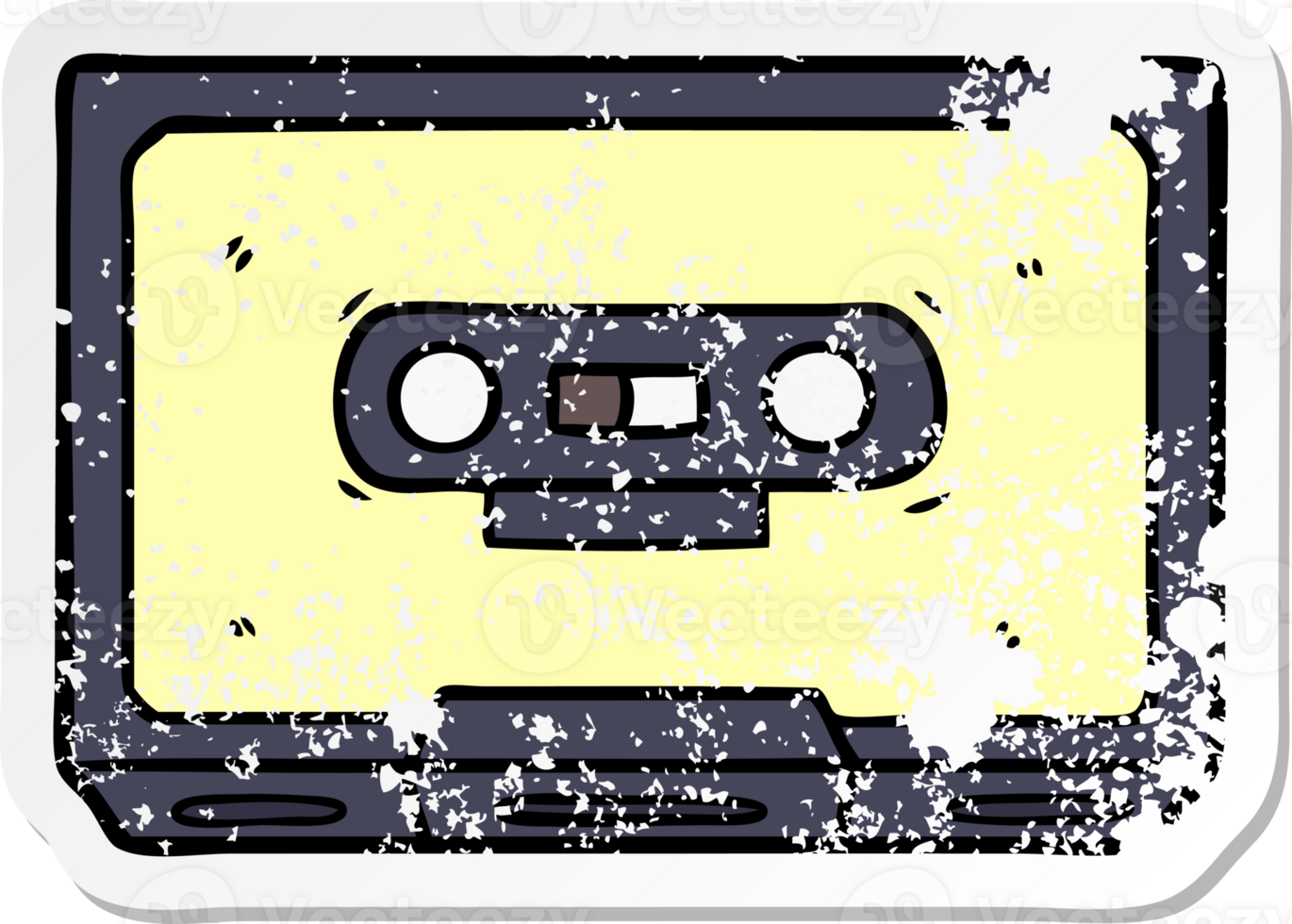 distressed sticker of a cartoon old cassette tape png