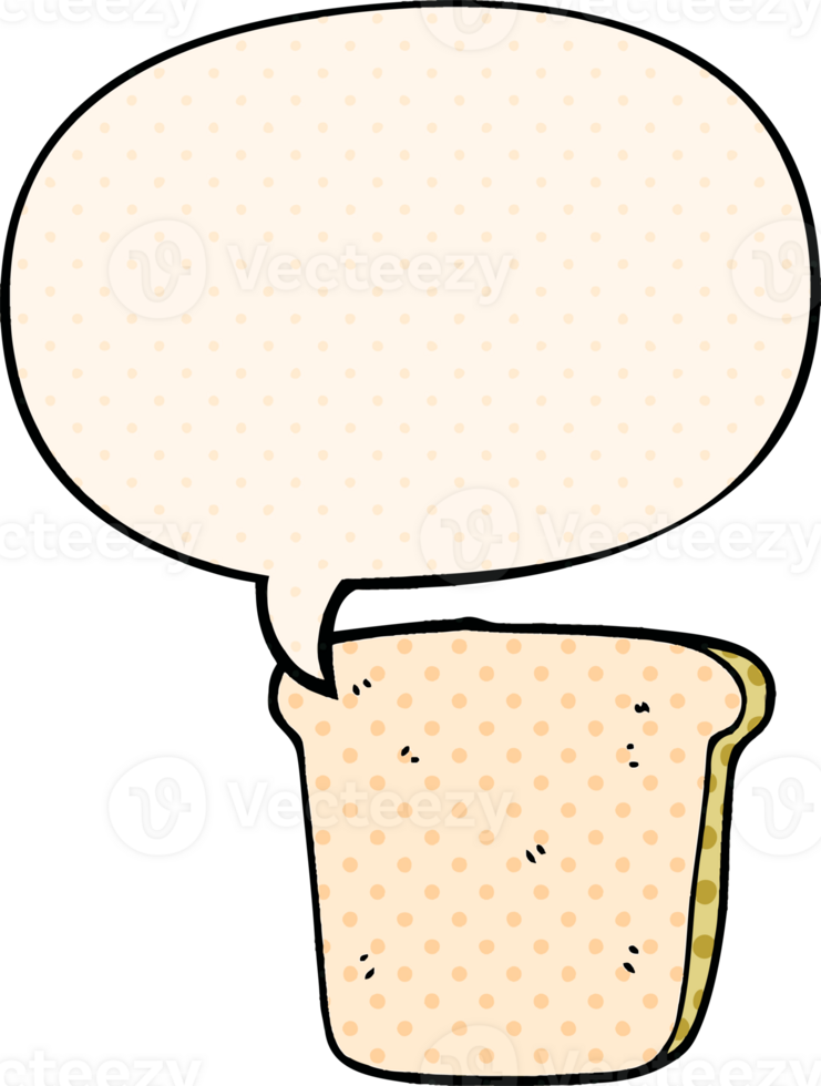 cartoon slice of bread with speech bubble in comic book style png