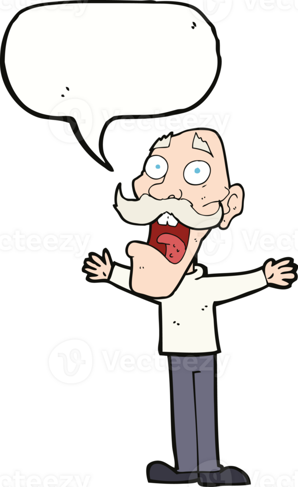 cartoon stressed old man with speech bubble png