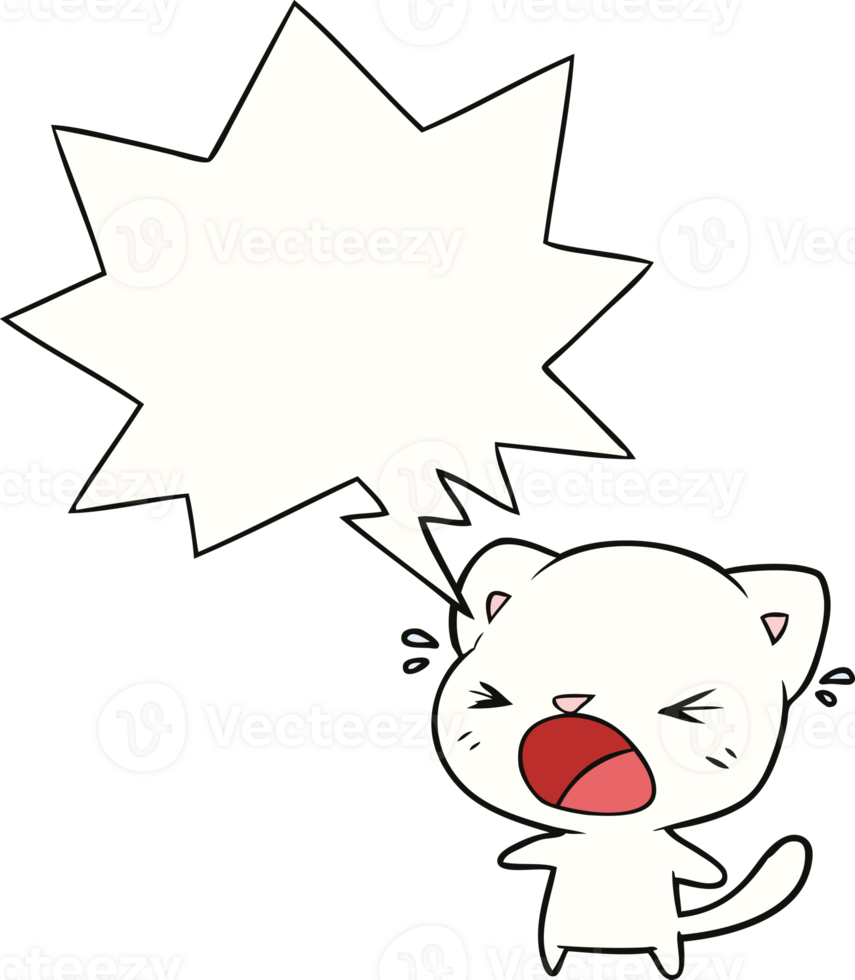 cute cartoon cat crying with speech bubble png