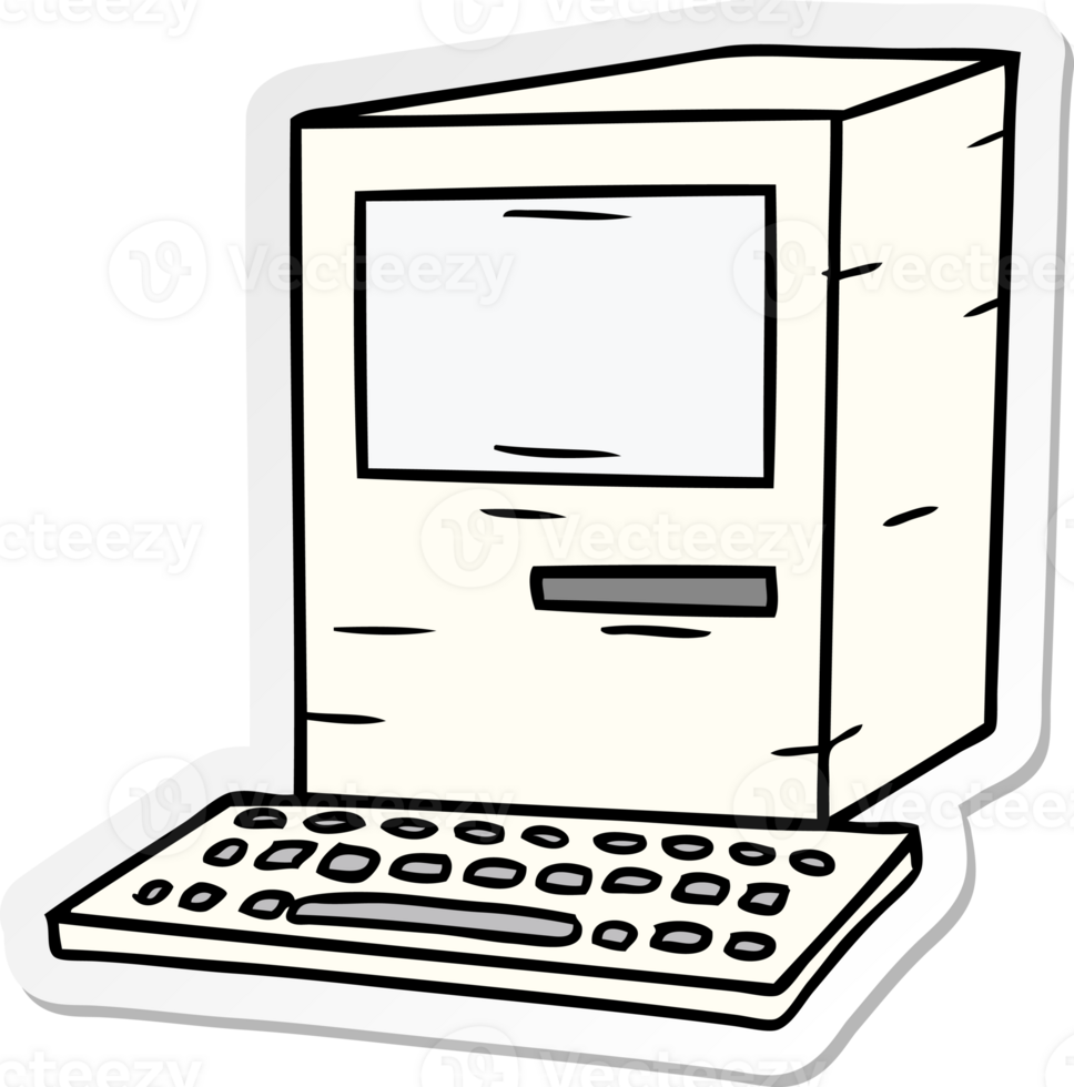hand drawn sticker cartoon doodle of a computer and keyboard png