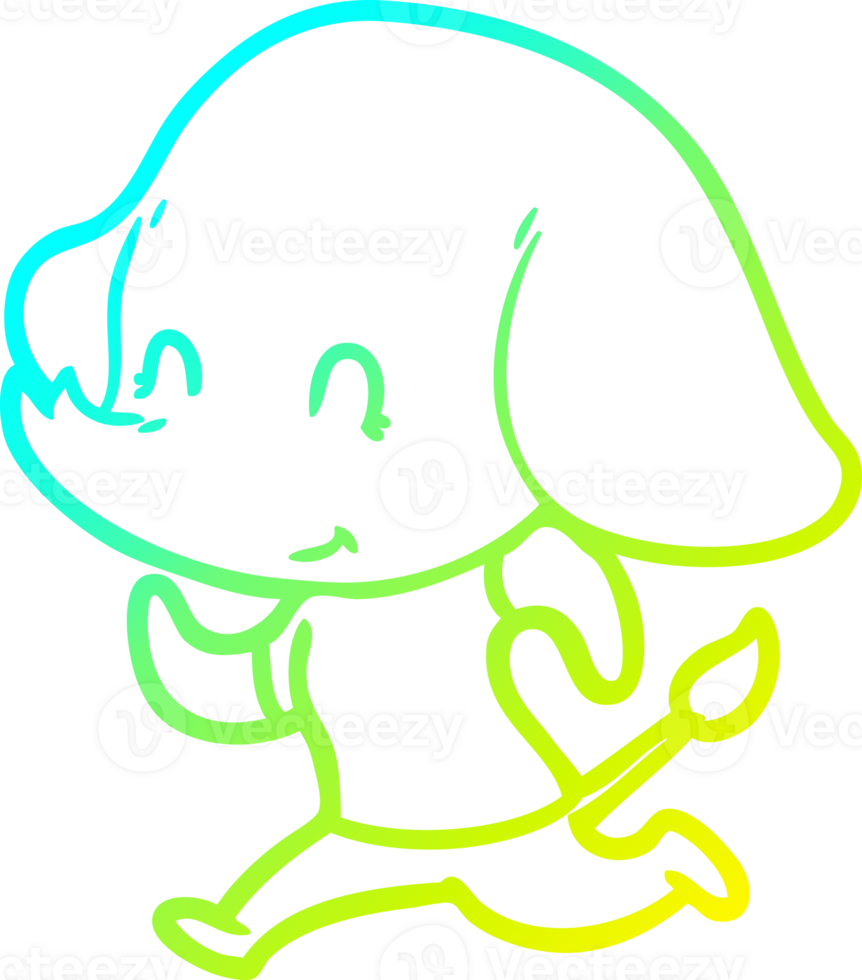 cold gradient line drawing of a cute cartoon elephant png