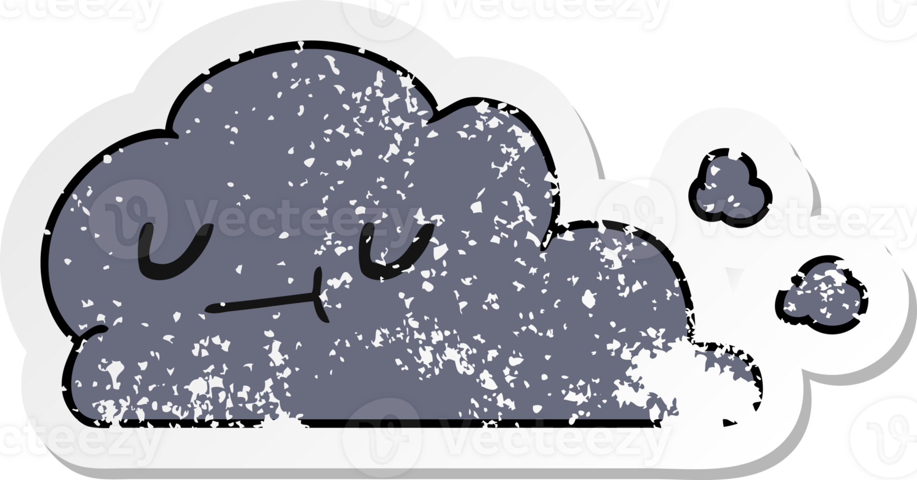 distressed sticker cartoon illustration of kawaii happy cloud png
