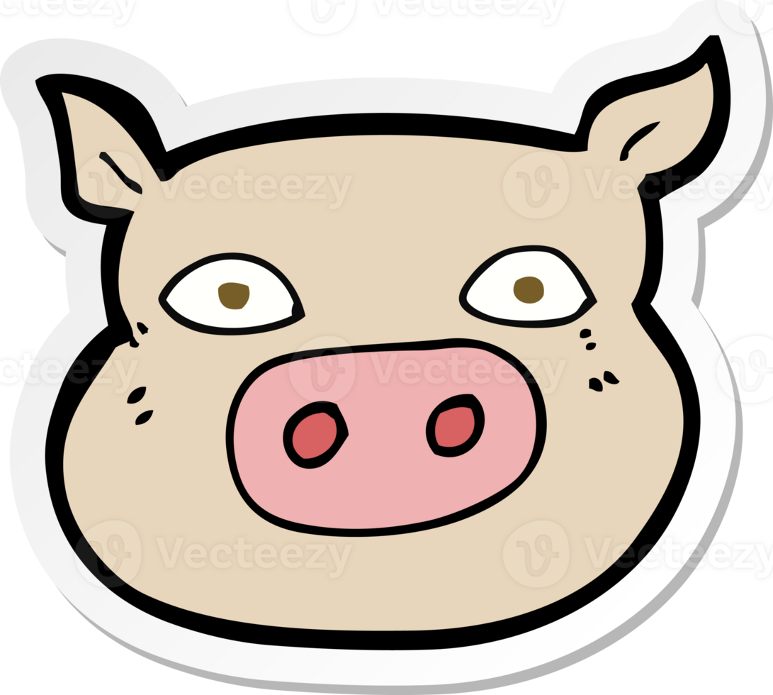 sticker of a cartoon pig face png
