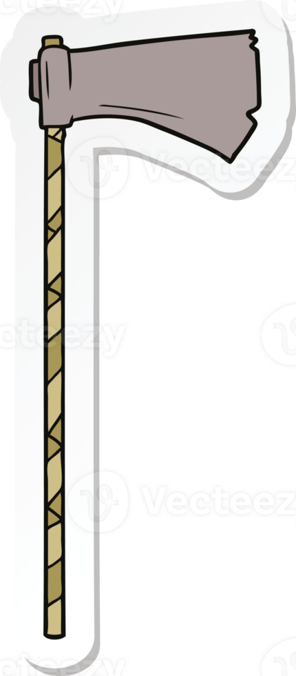 sticker of a cartoon medieval war axe png