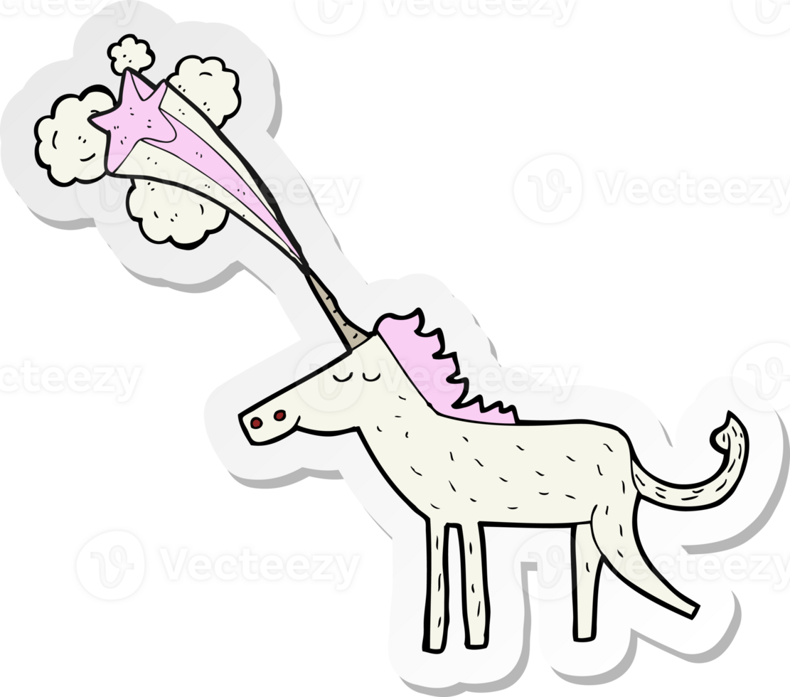 sticker of a cartoon magical unicorn png
