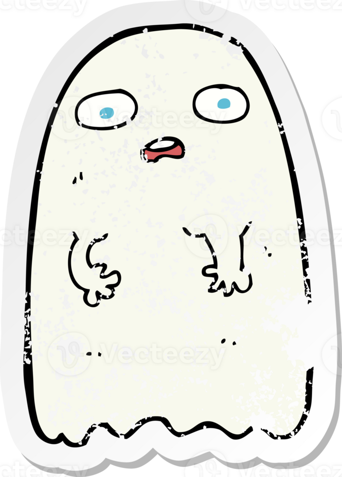 retro distressed sticker of a funny cartoon ghost png
