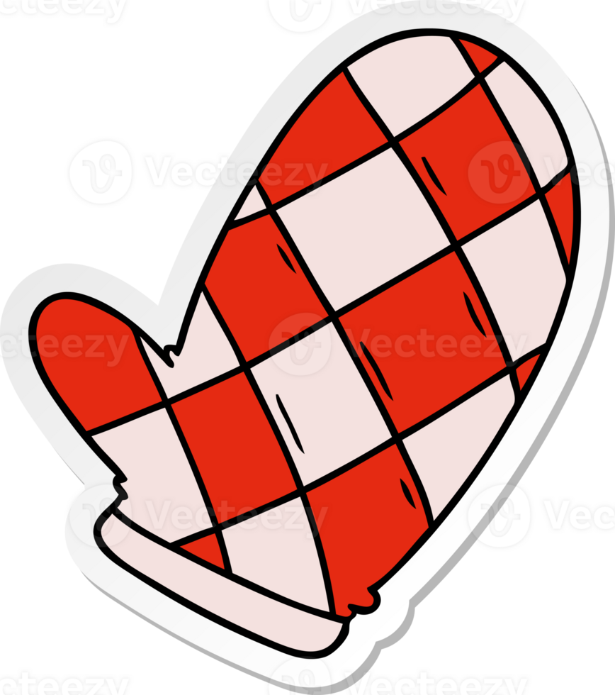 hand drawn sticker cartoon doodle of an oven glove png
