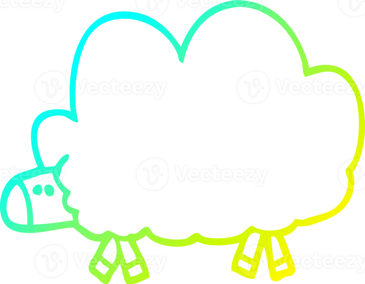 cold gradient line drawing of a cartoon black sheep png