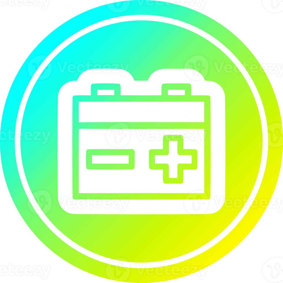 industrial battery circular icon with cool gradient finish png