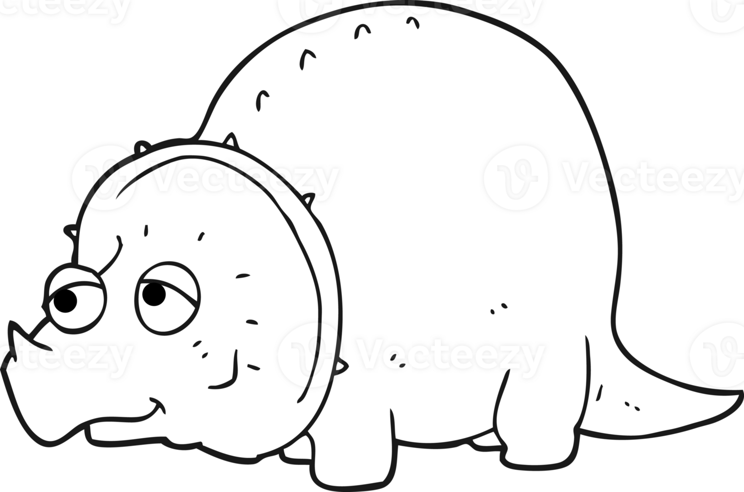 hand drawn black and white cartoon dinosaur png