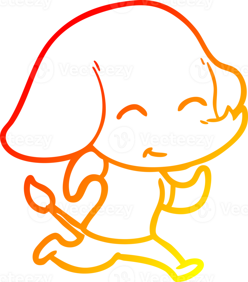 warm gradient line drawing of a cute cartoon elephant png