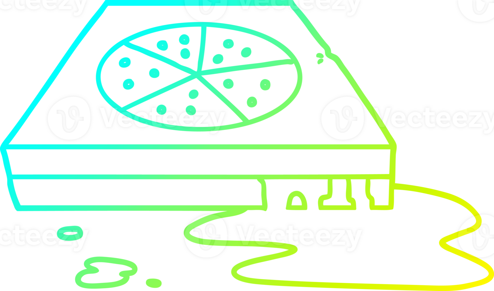 cold gradient line drawing of a cartoon greasy pizza png