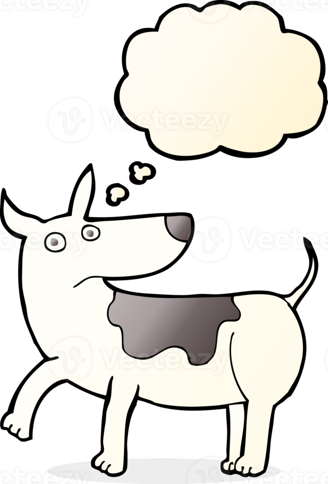 funny cartoon dog with thought bubble png