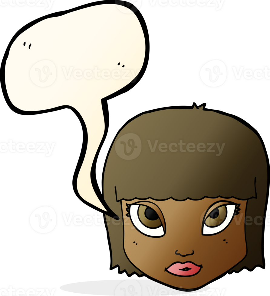 cartoon female face with speech bubble png