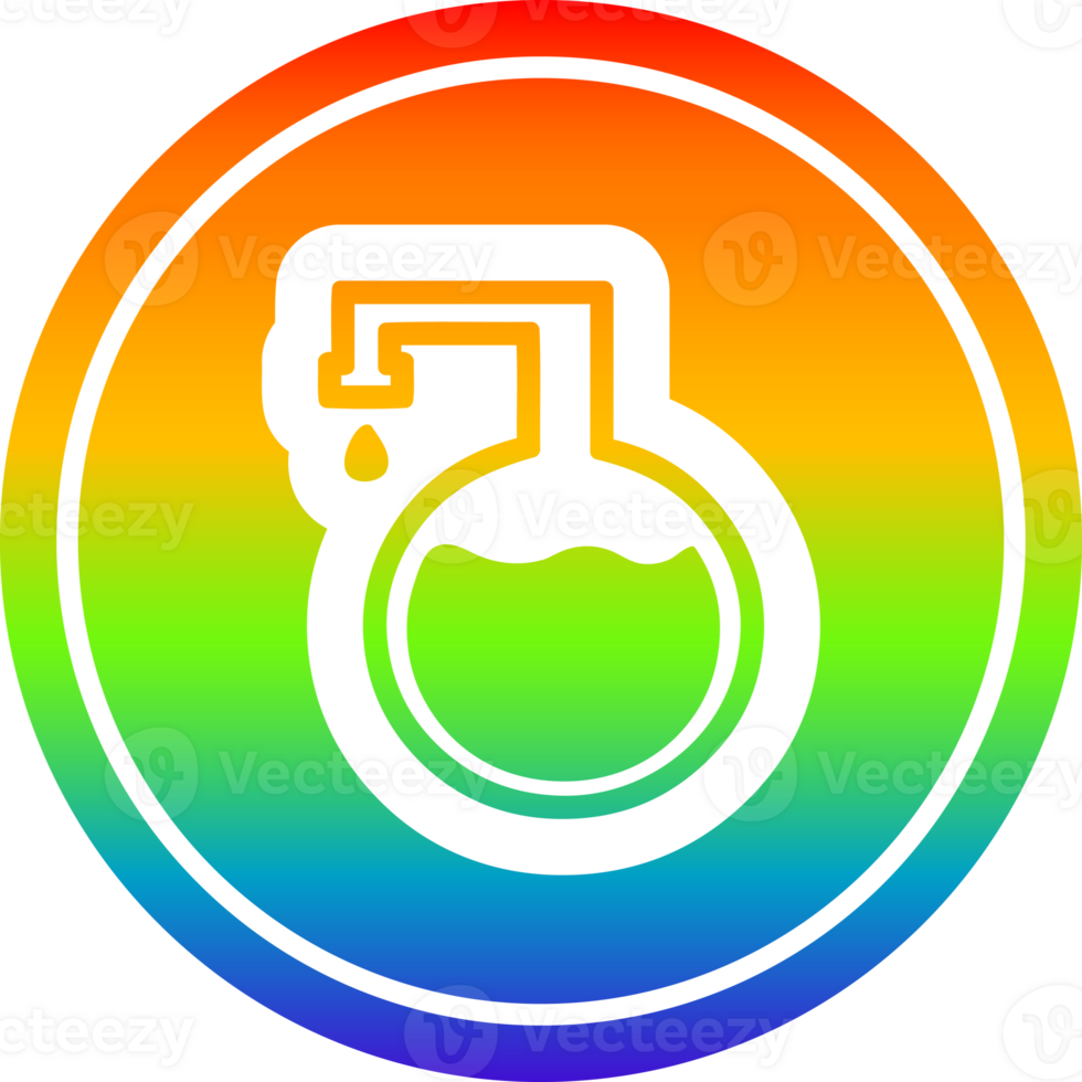 kemisk injektionsflaska cirkulär ikon med regnbåge lutning Avsluta png