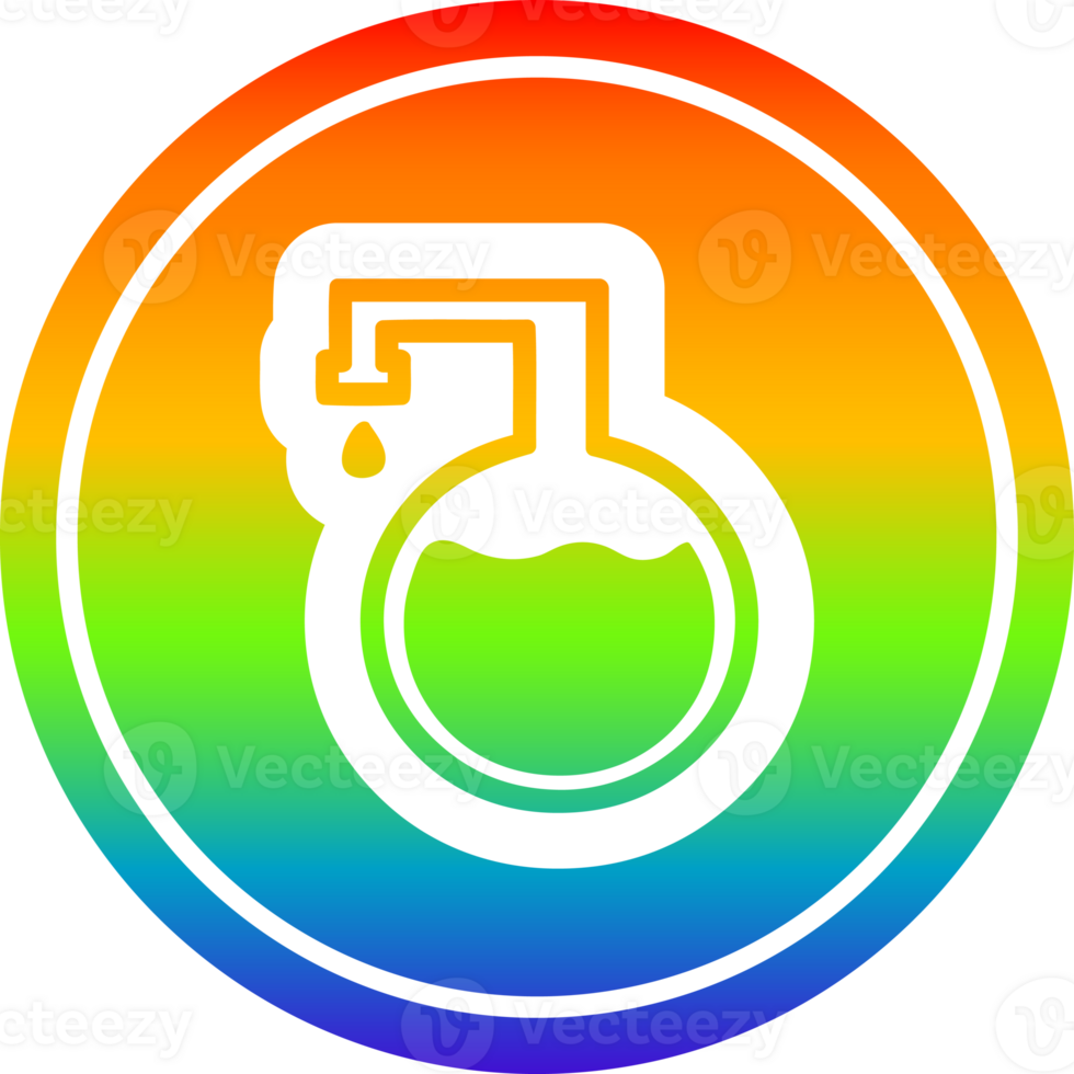 chemical vial circular icon with rainbow gradient finish png