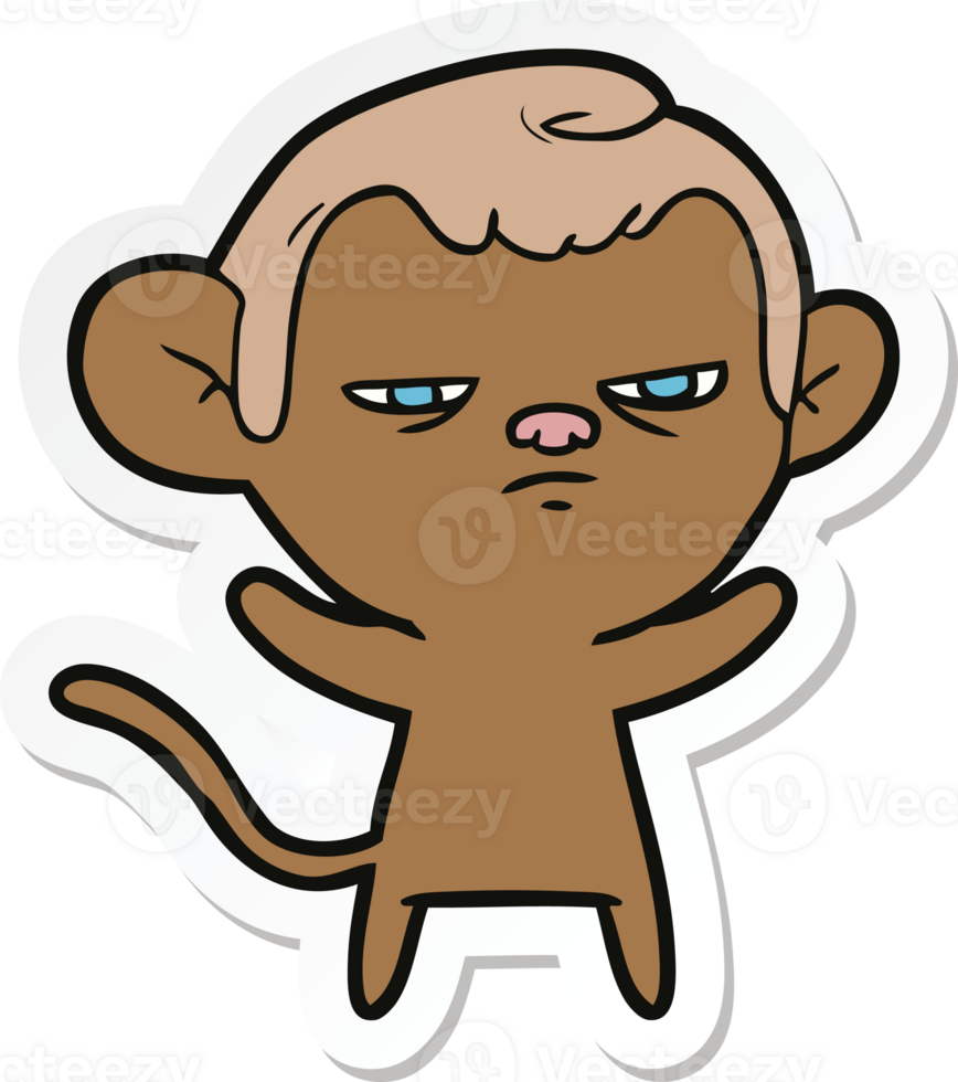 sticker of a cartoon annoyed monkey png