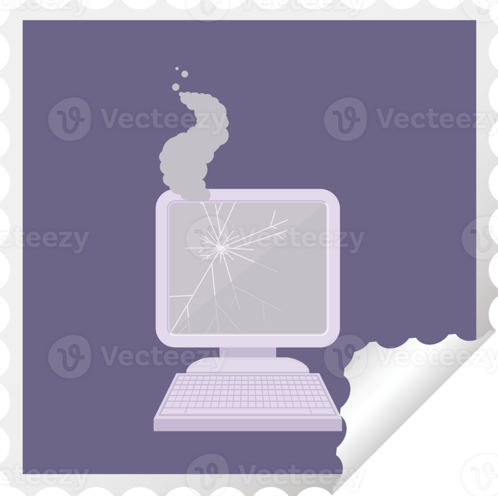 broken computer graphic square sticker stamp png