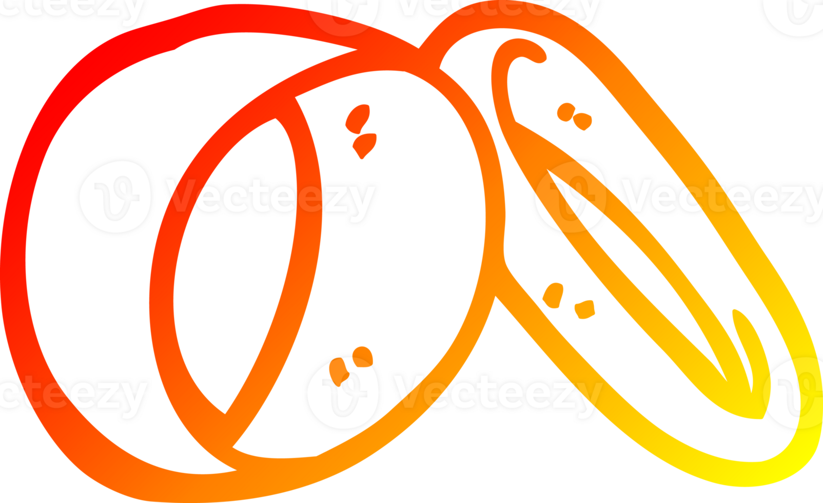 warm gradient line drawing of a cartoon wedding rings png