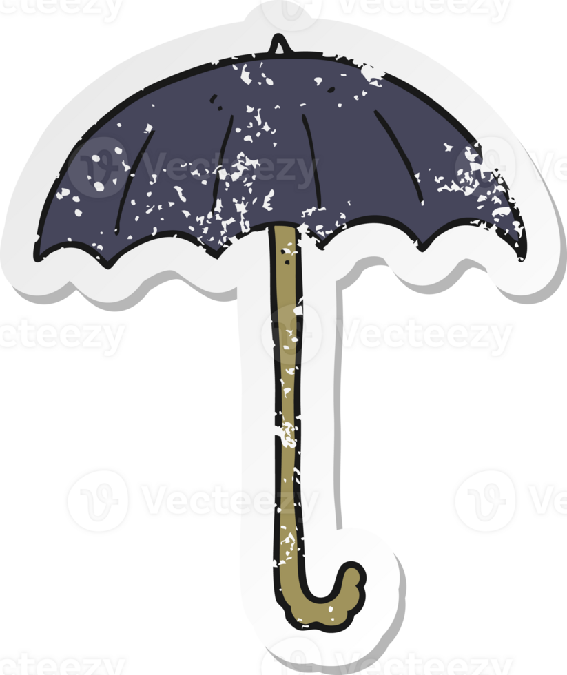 retro distressed sticker of a cartoon umbrella png