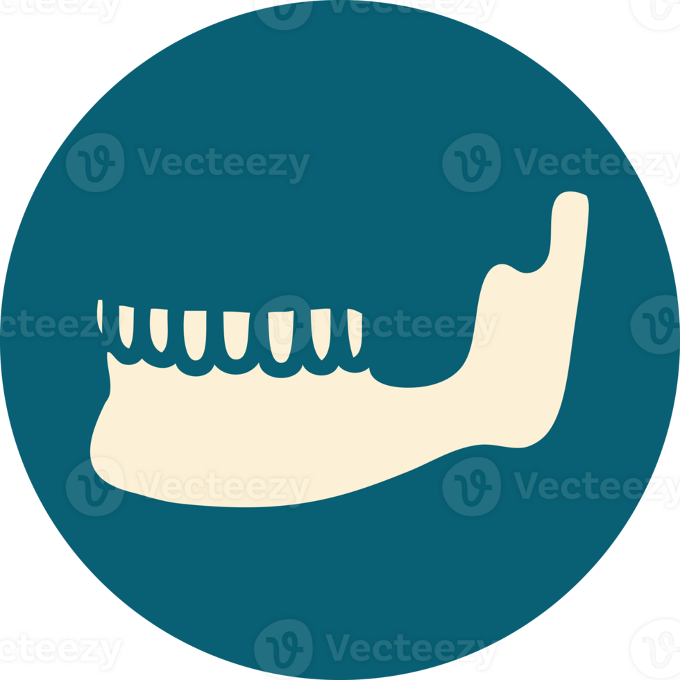 iconic tattoo style image of a skeleton jaw png