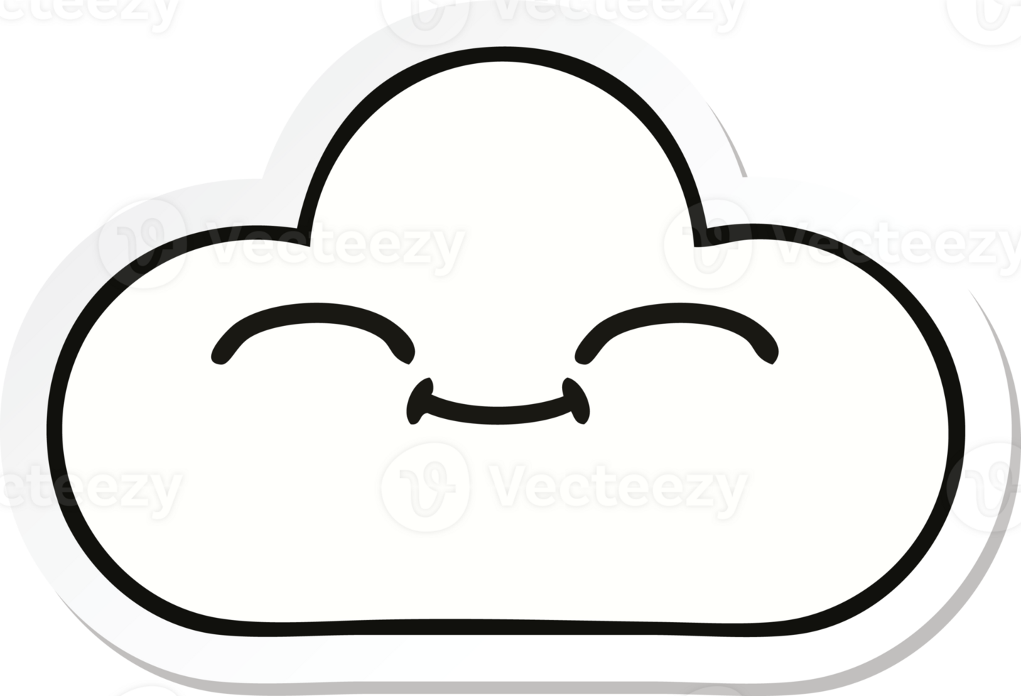 sticker of a cute cartoon white cloud png
